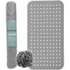 Afbeelding van HSXL - Antislipmat - 88x40CM - Incl. Netspons - Antislip Douchemat / Badmat Grijs met Zuignappen – Mat voor