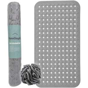 Afbeelding van HSXL - Antislipmat - 88x40CM - Incl. Netspons - Antislip Douchemat / Badmat Grijs met Zuignappen – Mat voor
