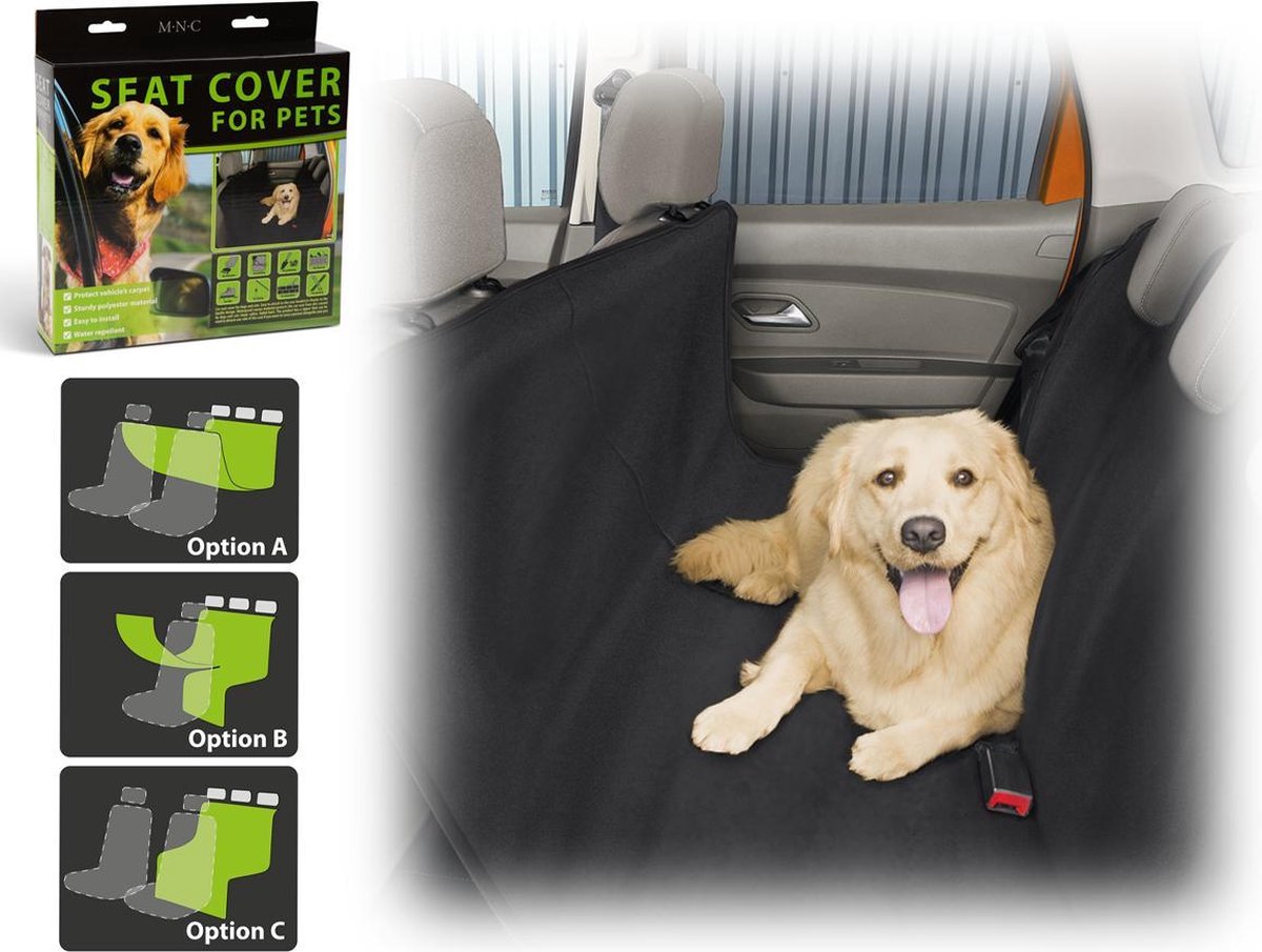 MNC - Hondendeken Auto Achterbank - Zwart -130 x 160 CM - Bescherming in deelbaar - Achterbak Beschermhoes Hond - HomeShopXL