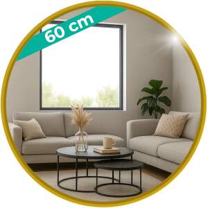 Afbeelding van HSXL - Spiegels - Luxe Ronde Spiegel Goud - 60 cm Groot - Grote Wandspiegel 60cm Rond met Zwarte Rand -