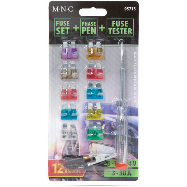 Afbeelding van Zekeringset + fasepen + tester - 10 stuks - 6 - 24V, 3 - 30A 1 Stuks [05713] - 01 05713 web