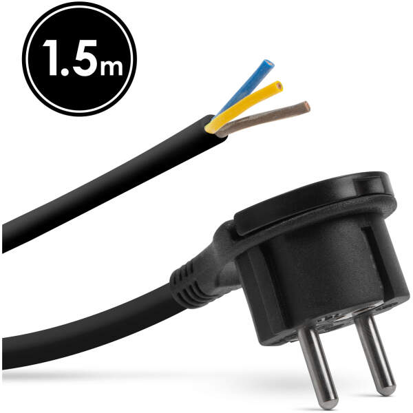 Afbeelding van Netstekker installeerbaar - met kunststof lipje - met 1,5 m kabel - 3 x 1,5 mm2 - zwart 1 Stuks [05942A] - 01
