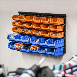 Afbeelding van Wandgemonteerde opbergdozen - 30 kunststof dozen - 640 x 375 x 175 mm 1 Stuks [10949] - 01 10949 web