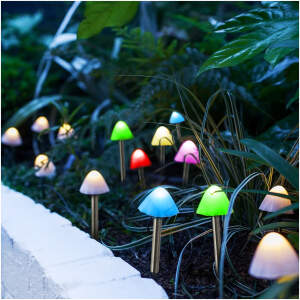 Afbeelding van LED-zonnelamp - 12 mini-paddenstoelen - veelkleurig - 28,5 cm x 4 cm 1 Stuks [11243B] - 01 11243B web