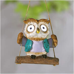 Afbeelding van Hangende zonnedecoratie - uil - 2 witte LED - 10 x 6 x 28 cm 1 Stuks [11428E] - 01 11428E web