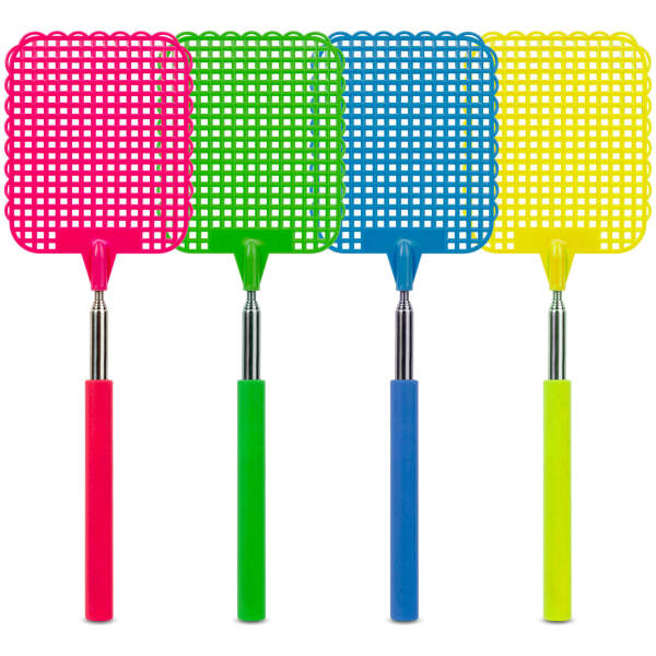 Afbeelding van Vliegenmepper - telescopisch - kunststof - 25 - 72 cm - 4 kleuren 1 Stuks [11462B] - 01 11462B web