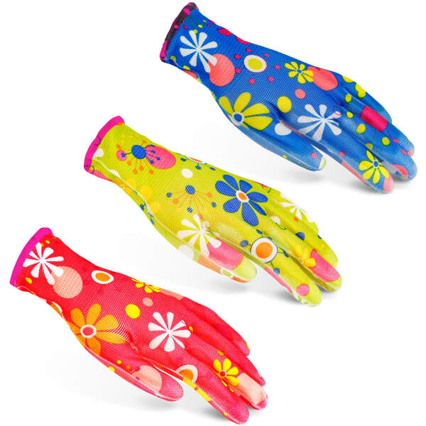 Afbeelding van Werkhandschoenen met bloemenpatroon 12 Stuks [11517XS] - 01 11517XS web