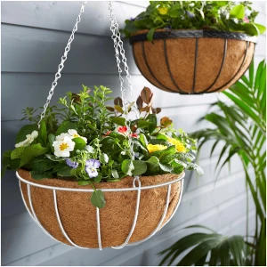 Afbeelding van Hangende metalen mand - voor het bevestigen van bloempotten - 25 cm - wit 1 Stuks [11566A] - 01 11566A web