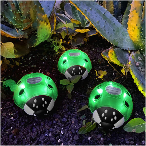 Afbeelding van Zonnelieveheersbeestje - groen - 14,5 x 12 x 6 cm - 6 warmwitte LED's 1 Stuks [11764B] - 01 11764B web