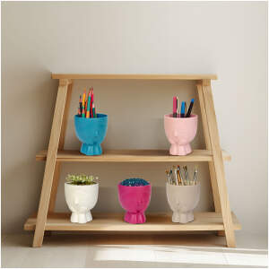 Afbeelding van Bloempotdecoratie - gezicht - 9 x 10 cm - 5 soorten 1 Stuks [11873] - 01 11873 web