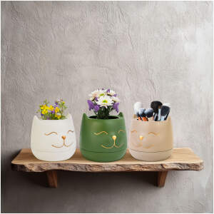 Afbeelding van Bloempotdecoratie - kat - 9 x 9 cm - 2 soorten 1 Stuks [11874] - 01 11874 web