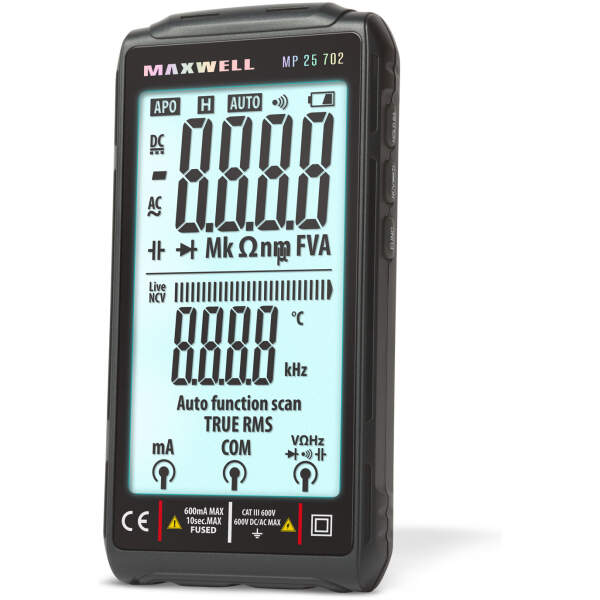Afbeelding van Automatische "FullScreen" multimeter - 4,2" - op batterijen - Type-C 1 Stuks [25702] - 01