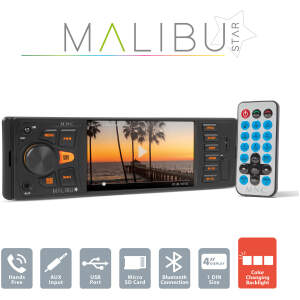 Afbeelding van Multimedia autoradio "Malibu Star" - 1 DIN - 4 x 50 W - BT - MP3 - AUX - SD - USB 1 Stuks [39751] -