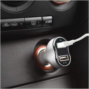 Afbeelding van Auto-sigarettenaanstekeradapter - 2 x USB - wit 1 Stuks [55054WH] - 01 55054WH web