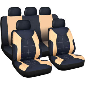Afbeelding van Autostoelhoezenset - beige/zwart - 9 stuks - HSA008 1 Stuks [55672DR] - 01 55672DR web