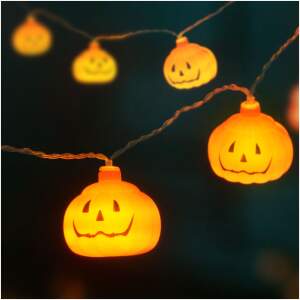 Afbeelding van Halloween LED lichtsnoer - pompoen - 12 LED's - 2 x AA - 1,65 m 1 Stuks [56528B] - 01 56528B web