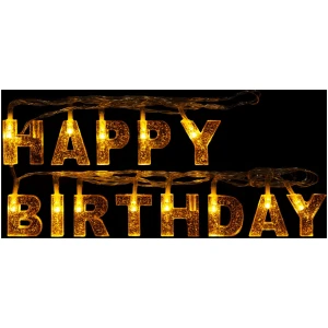 Afbeelding van Verjaardag LED-lichtsnoer - "Happy Birthday" - 13 LED's - 2 x AA - 2 m 1 Stuks [56529B] - 01