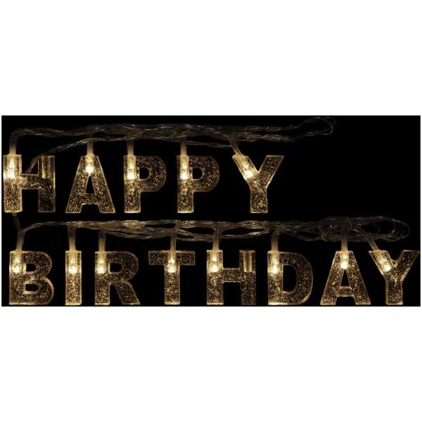 Afbeelding van Verjaardag LED-lichtsnoer - "Happy Birthday" - 13 LED's - 2 x AA - 2 m 1 Stuks [56529C] - 01