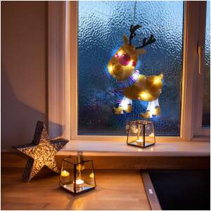 Afbeelding van LED PVC raamdecoratie - rendier - 28 x 17 cm - 3 x AAA 1 Stuks [56530C] - 01 56530C web
