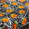 Afbeelding van Halloween tafelkleed - aluminium effect - 137 x 183 cm - pompoen, spinnenweb 1 Stuks [56542A] - 01 56542A web