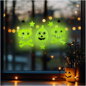 Afbeelding van Halloween fosforescerende raamdecoratie - schedel - 29 x 16 cm 1 Stuks [56543C] - 01 56543C web 1