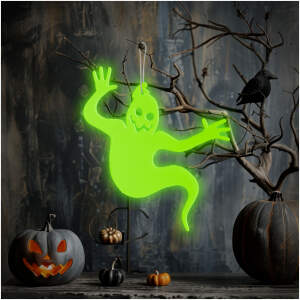 Afbeelding van Halloween fosforescerende raamdecoratie - spook - 15 x 12 cm 1 Stuks [56544B] - 01 56544B web
