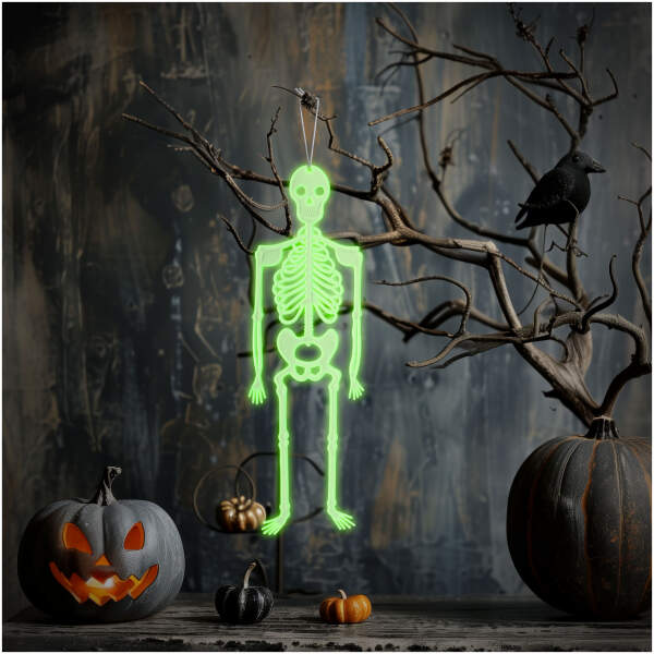 Afbeelding van Halloween fosforescerende decoratie - skelet - 32 x 11 cm 1 Stuks [56545A] - 01 56545A web