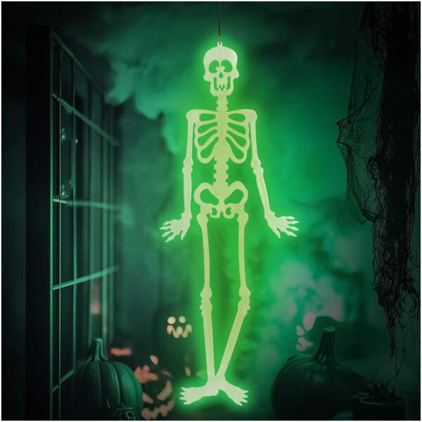 Afbeelding van Halloween fosforescerende decoratie - skelet - 90 x 40 cm 1 Stuks [56545B] - 01 56545B web