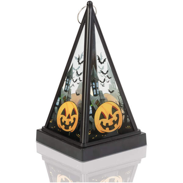 Afbeelding van Halloween LED lantaarn - pompoen - warm wit - zwart - 9,5 x 9,5 x 17 cm - 2 x AAA 1 Stuks [56549A] - 01