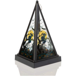 Afbeelding van Halloween LED lantaarn - heks - warm wit - zwart - 9,5 x 9,5 x 17 cm - 2 x AAA 1 Stuks [56549C] - 01 56549C