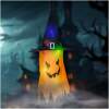 Afbeelding van Halloween LED decoratie - spook - geel - 10 kleuren LED - ophangbaar - 2 x 2032 - 75 x 35 cm 1 Stuks [56569C]
