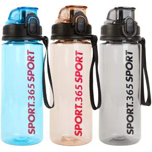 Afbeelding van Sportfles - kunststof, transparant - 600 ml - 3 kleuren 1 Stuks [57211] - 01 57211 web