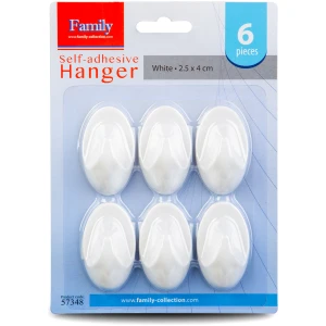 Afbeelding van Zelfklevende hanger - wit - kunststof - 2,5 x 4 cm - 6 stuks / verpakking 1 Stuks [57348] - 01 57348 web 1