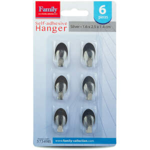 Afbeelding van Zelfklevende hanger - roestvrij staal - 6 stuks / verpakking 1 Stuks [57349B] - 01 57349B web 1