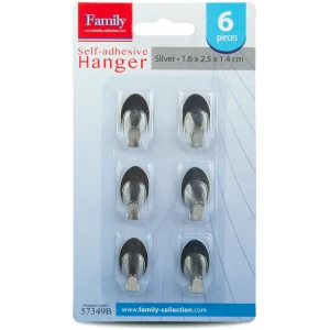 Afbeelding van Zelfklevende hanger - roestvrij staal - 6 stuks / verpakking 1 Stuks [57349B] - 01 57349B web 1
