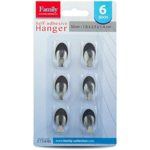 Afbeelding van Zelfklevende hanger - roestvrij staal - 6 stuks / verpakking 1 Stuks [57349B] - 01 57349B web 1