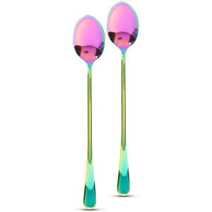 Afbeelding van Koffielepel / latte macchiato lepel van roestvrij staal - regenboog - 195 x 32 mm - 2 stuks / verpakking 1