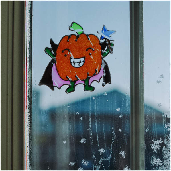 Afbeelding van Halloween raamdecoratie - glinsterende, kleurrijke pompoen 1 Stuks [58107F] - 01 58107G web