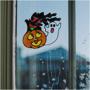 Afbeelding van Halloween raamdecoratie - pompoen en spook 1 Stuks [58107H] - 01 58107H web