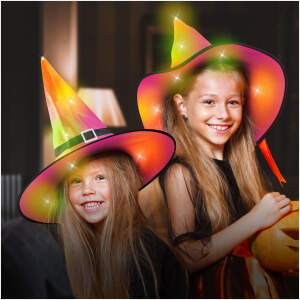 Afbeelding van Halloween LED heksenhoed - kleurrijk, polyester - 38 cm 1 Stuks [58151] - 01 58151 web