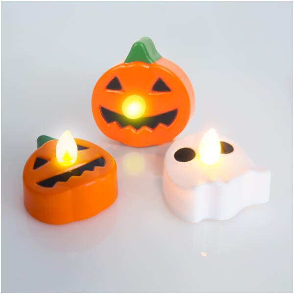 Afbeelding van Halloween theelichtset - pompoen, spook, - batterij - 3 stuks / verpakking 1 Stuks [58157] - 01 58157 web
