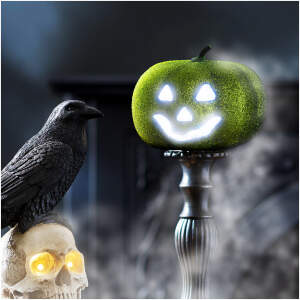 Afbeelding van Halloween RGB LED decor - schuimpompoen - groen - 11 cm 1 Stuks [58162E] - 01 58162E web