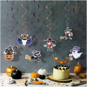 Afbeelding van Halloween decoratieset - 6 motieven - met glinsterende spiraalhanger 1 Stuks [58171] - 01 58171 web