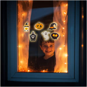 Afbeelding van Halloween LED raamdecoratie - gel - verschillende vormen - 85 cm 1 Stuks [58186C] - 01 58186C web