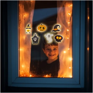 Afbeelding van Halloween LED raamdecoratie - gel - verschillende vormen - 85 cm 1 Stuks [58186C] - 01 58186C web