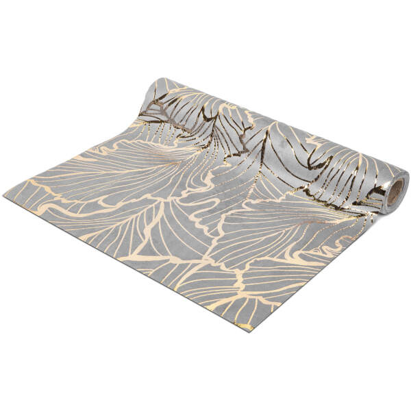 Afbeelding van Kersttafelloper - grijs / goud - 180 x 28 cm 1 Stuks [58201B] - 01 58201B web