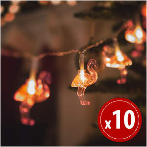 Afbeelding van LED lichtsnoer - flamingo - 1,1 m - 10 LED - warm wit - 3 x AA 1 Stuks [58219] - 01 58219 web