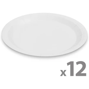 Afbeelding van Set papieren borden - wit - 23 cm - 12 stuks / pak 1 Stuks [58235A] - 01 58235A web