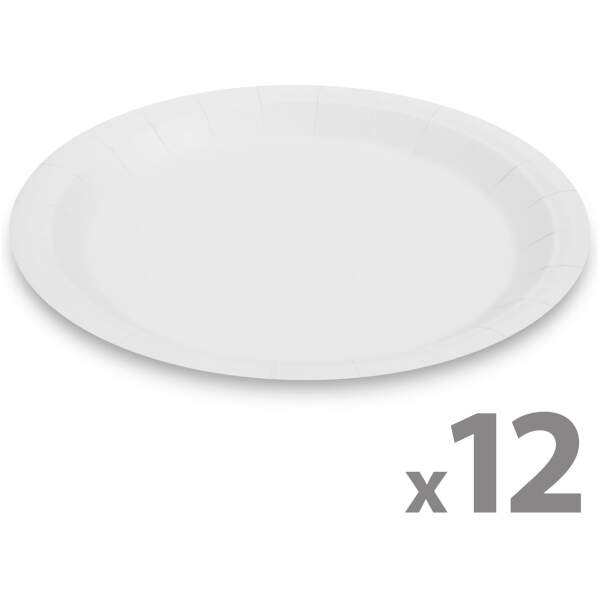 Afbeelding van Set papieren borden - wit - 23 cm - 12 stuks / pak 1 Stuks [58235A] - 01 58235A web