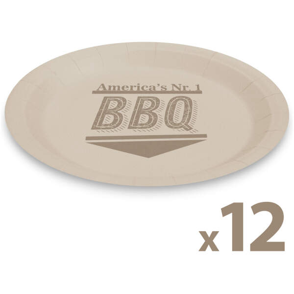 Afbeelding van Set papieren borden - BBQ - 23 cm - 12 stuks / pak 1 Stuks [58235D] - 01 58235D web